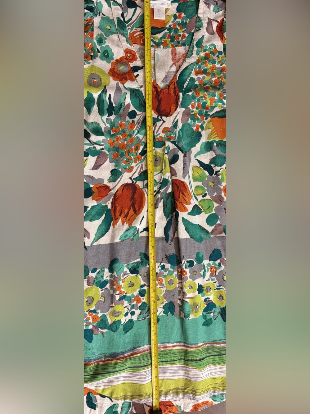 Cynthia Rowley Green, Orange & Gray Floral Midi Dress - Picture 12 of 16